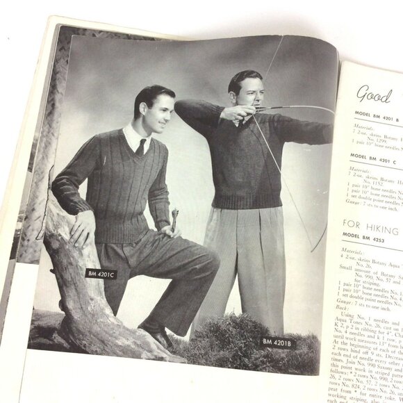 Knitted Classics By Botany Vol VI Family Sweaters Afghans Knitting Designs 1942 - Picture 6 of 10